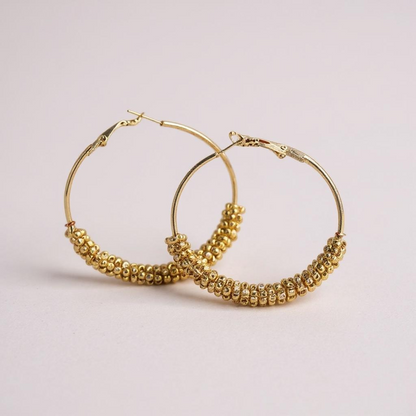 Golden Hour – Elegant Beaded Hoop Earrings ✨