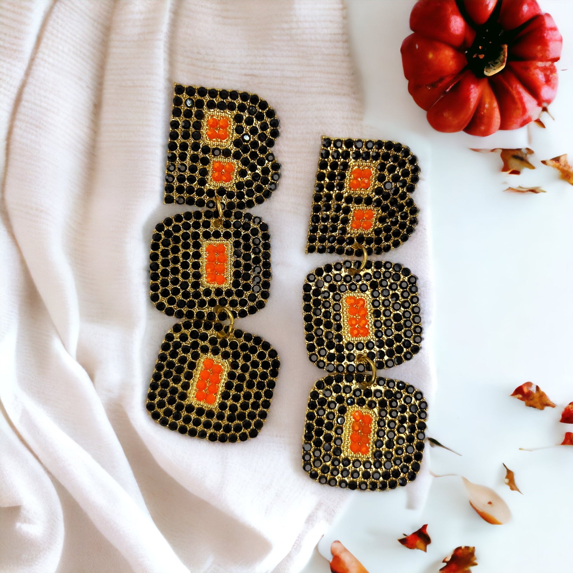 Boo Earrings - Halloween Earrings, Beaded Earrings, Halloween Accessories, Halloween Earrings, Rhinestone Halloween, Trick or Treat - Rhythms of Grace Creative