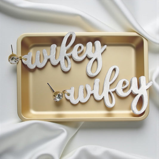 Wifey for Lifey – Marbled Bridal Earrings with Sparkle