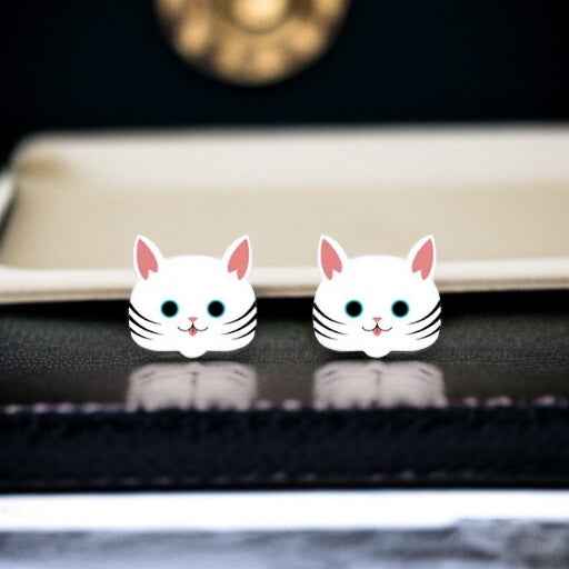 Purr-fectly Charming White Cat Stud Earrings 🐈