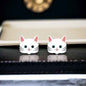 Purr-fectly Charming White Cat Stud Earrings 🐈