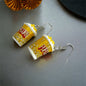 Popcorn Party Earrings: Fun-sized Buttered Bucket Bling!