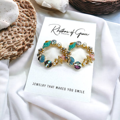 Seashell Sparkle: Rhinestone Earrings for Beachy Vibes!