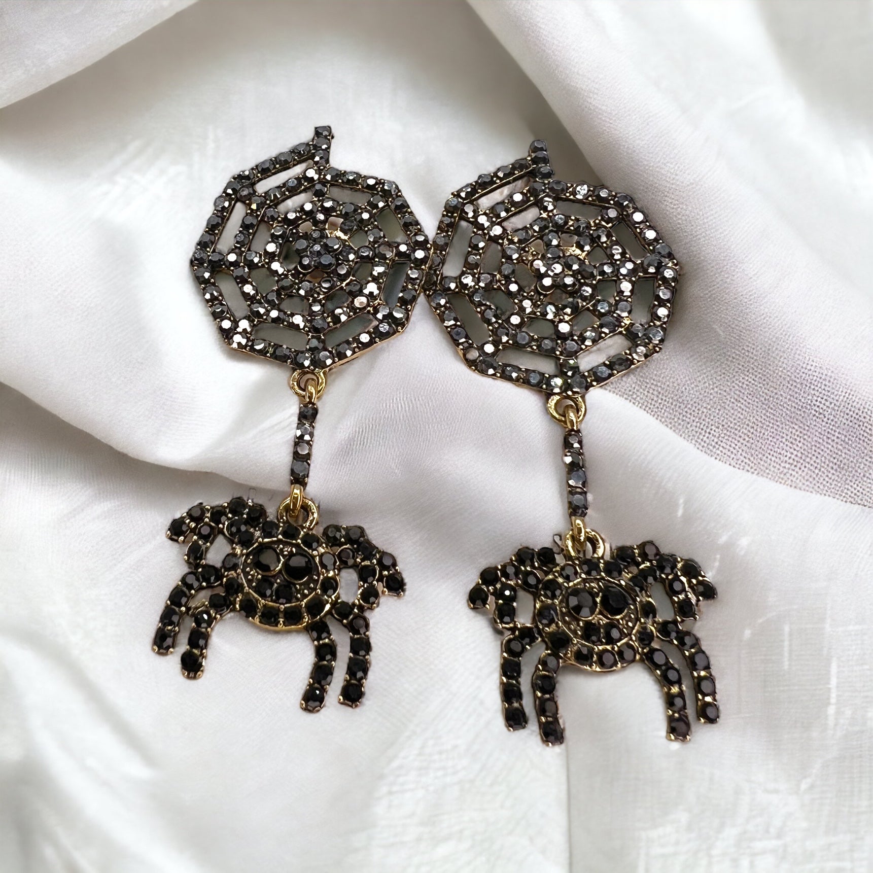 Spiderweb Earrings - Halloween Earrings, Spider Earrings, Halloween Accessories, Halloween Earrings, Rhinestone Earrings, Halloween Accessories - Rhythms of Grace Creative