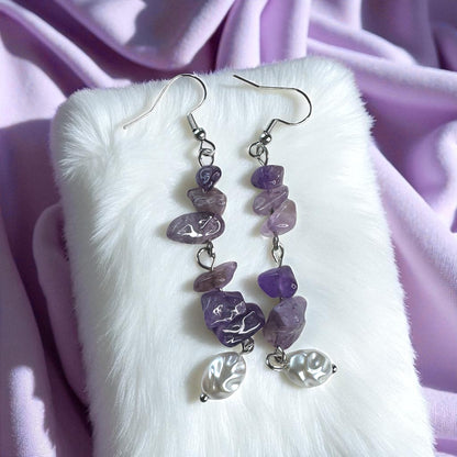  Boho Chic Purple Beaded Dangle Earrings – Lightweight Elegance!