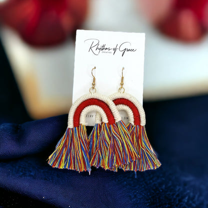 Stars, Stripes, & Fringe: Patriotic Rainbow Earrings for a Dazzling Fourth of July!