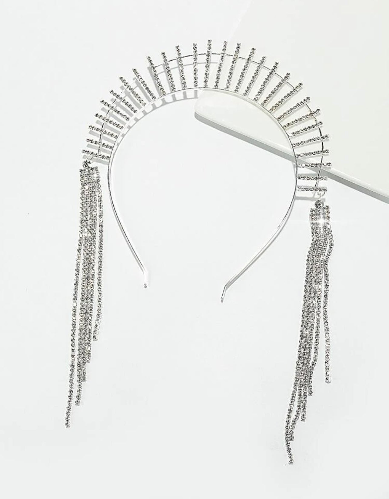 Rhinestone Tassel Headband - Rhinestone Headband, Rhinestone Headpiece, Cat Headpiece, Bachelorette Party, Bridal Shower - Rhythms of Grace Creative