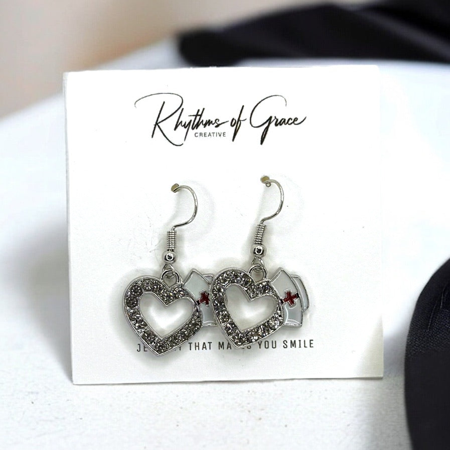 Medical Staff Drop Earrings Set - Unique and Stunning - Rhinestones, Acrylic, Stainless Steel