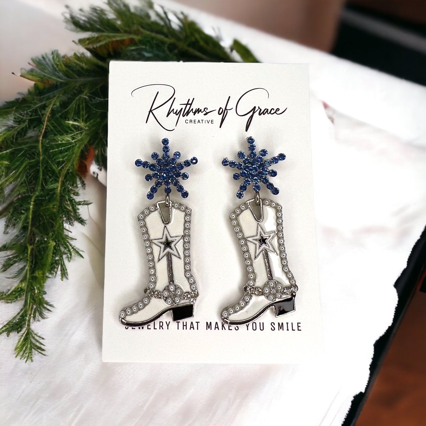 Rhinestone Boots Earrrings - Rodeo Earrings, Bachelorette Earrings, Bachelorette Accessories, Western Style - Rhythms of Grace Creative