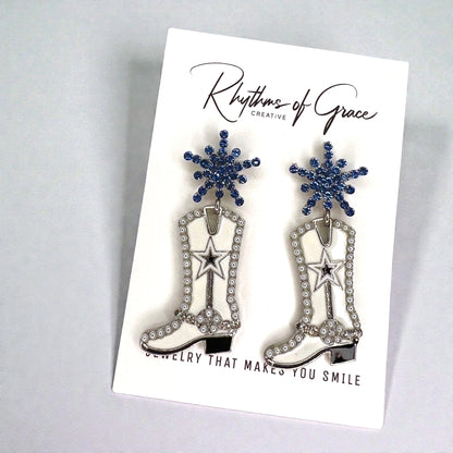Rhinestone Cowgirl Boot Earrings | Western Rodeo Statement Earrings | Bachelorette Cowgirl Accessories
