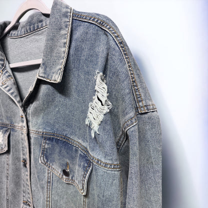 Hand Painted Jean Jacket: “Mardi Gras Bead Tree”