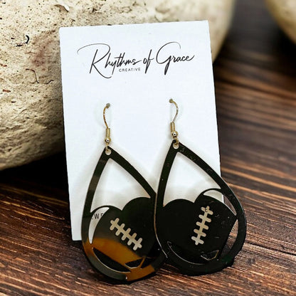 Touchdown in Style: Gold Football Earrings!