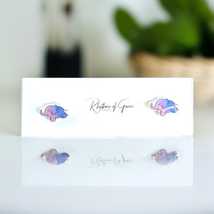 Adorable Elephant Stud Earrings - Two Delightful Designs! 