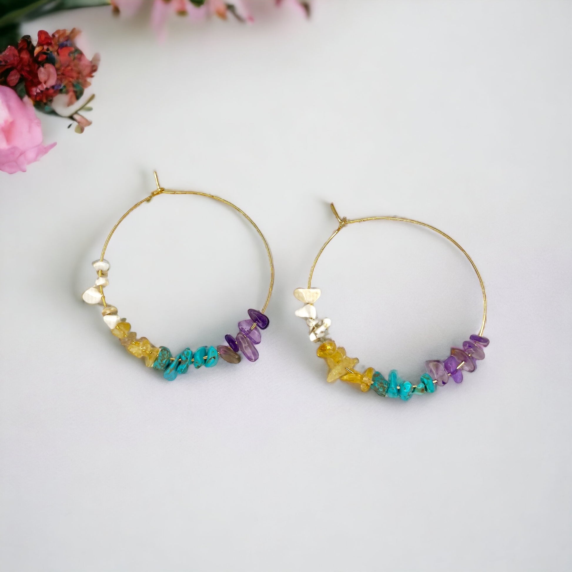 Pastel Beaded Hoops - Boho Chic, Hoop Earrings, Beaded Accessories, Beaded Hoops, Pastel Earrings - Rhythms of Grace Creative