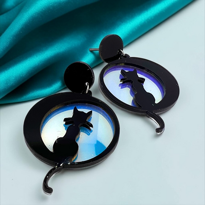 Enchant Your Look with Cat and Moon Earrings - Perfect for Halloween!