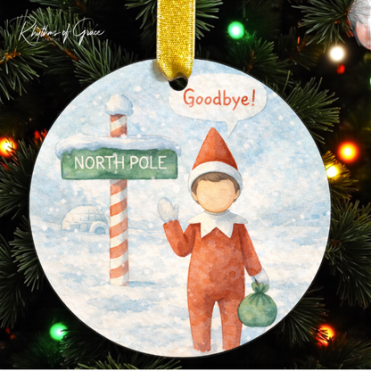 Elf Arrival & Departure Ornament – Two-Sided Elf on the Shelf Christmas Ornament