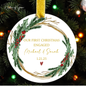 Our First Christmas Engaged or Married Ornament – Personalized Couple Keepsake