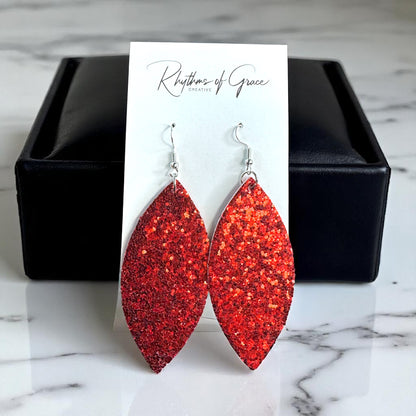 Sparkle & Shine: Red Glitter Dangle Earrings ✨