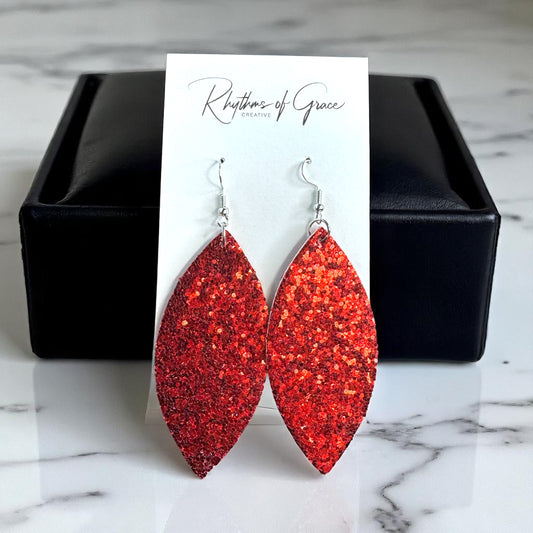 Sparkle & Shine: Red Glitter Dangle Earrings ✨