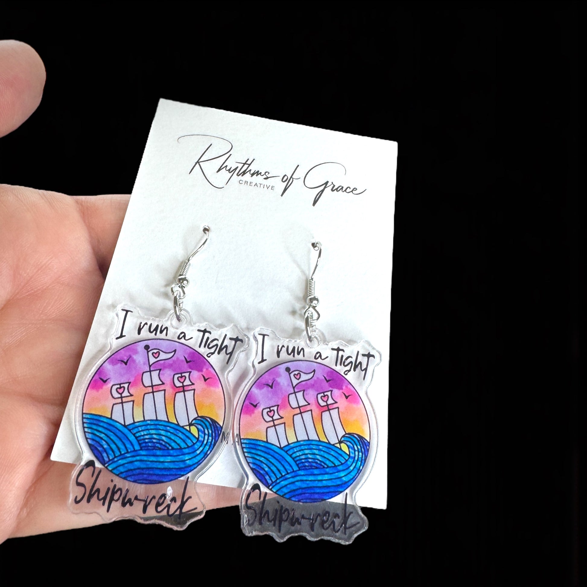 Shipwreck Earrings – “I Run a Tight Shipwreck” 🌊 - Rhythms of Grace Creative