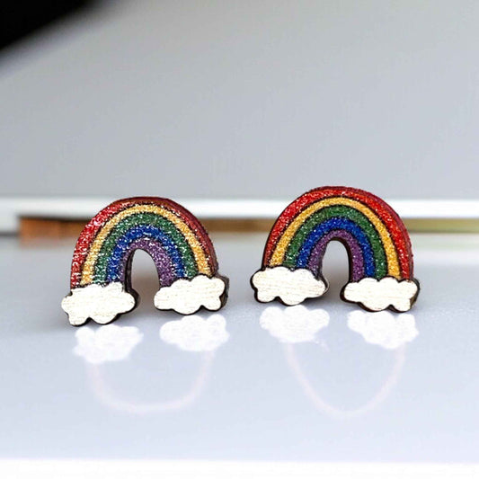 Rainbow Radiance: Handmade Wooden Studs for Every Occasion!