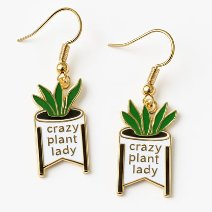 Crazy Plant Lady Dangle Earrings: Your Whimsical Green Accessory! 🌿