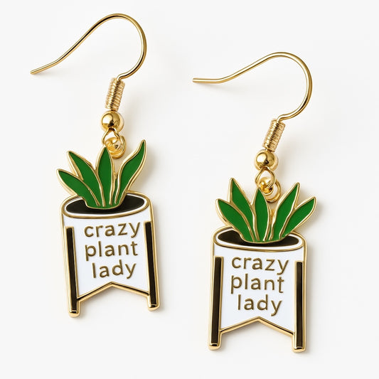 Crazy Plant Lady Dangle Earrings: Your Whimsical Green Accessory! 🌿