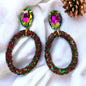 Glitter Christmas Earrings - Christmas Jewelry, Handmade Earrings, Red and Green Earrings, Christmas Earrings, Red Rhinestones, Green Jewels - Rhythms of Grace Creative