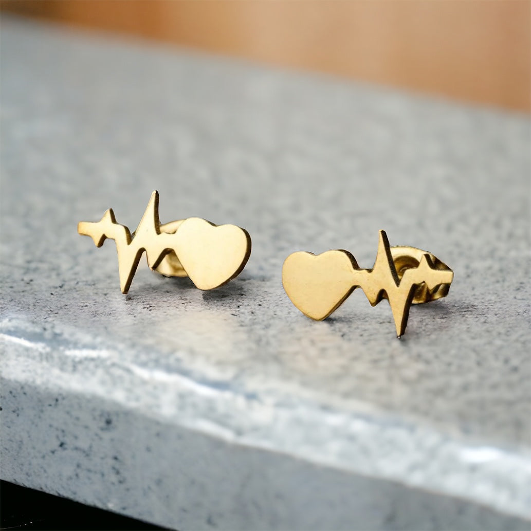 Heartbeat Studs: Dainty Elegance for Life & Love in Gold or Silver!