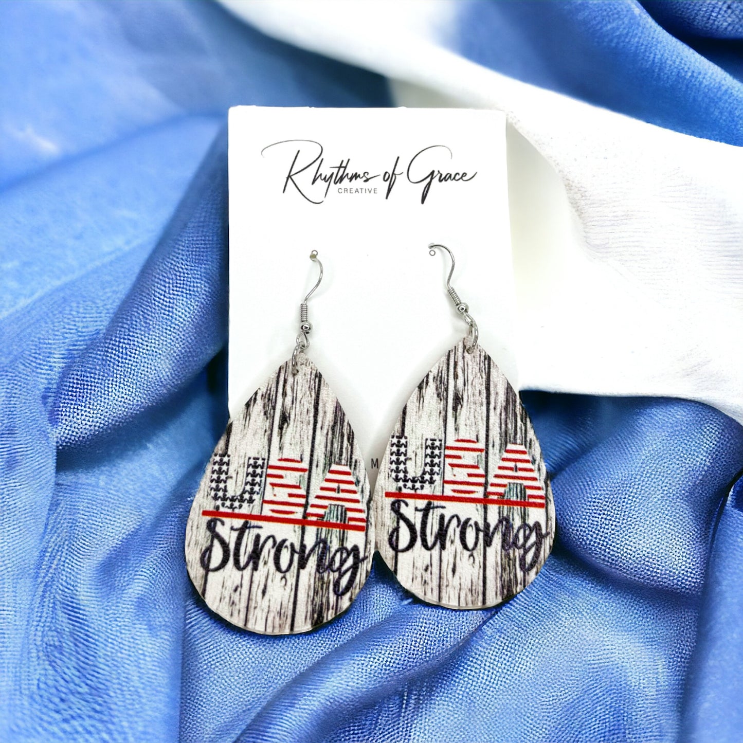 Patriotic Red, White, and Blue Teardrop Dangle Earrings – 4 Unique Styles