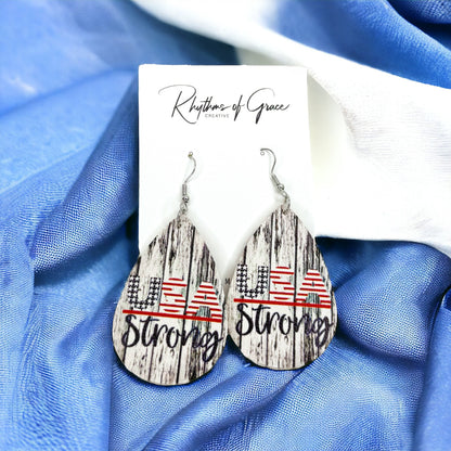 Patriotic Red, White, and Blue Teardrop Dangle Earrings – 4 Unique Styles