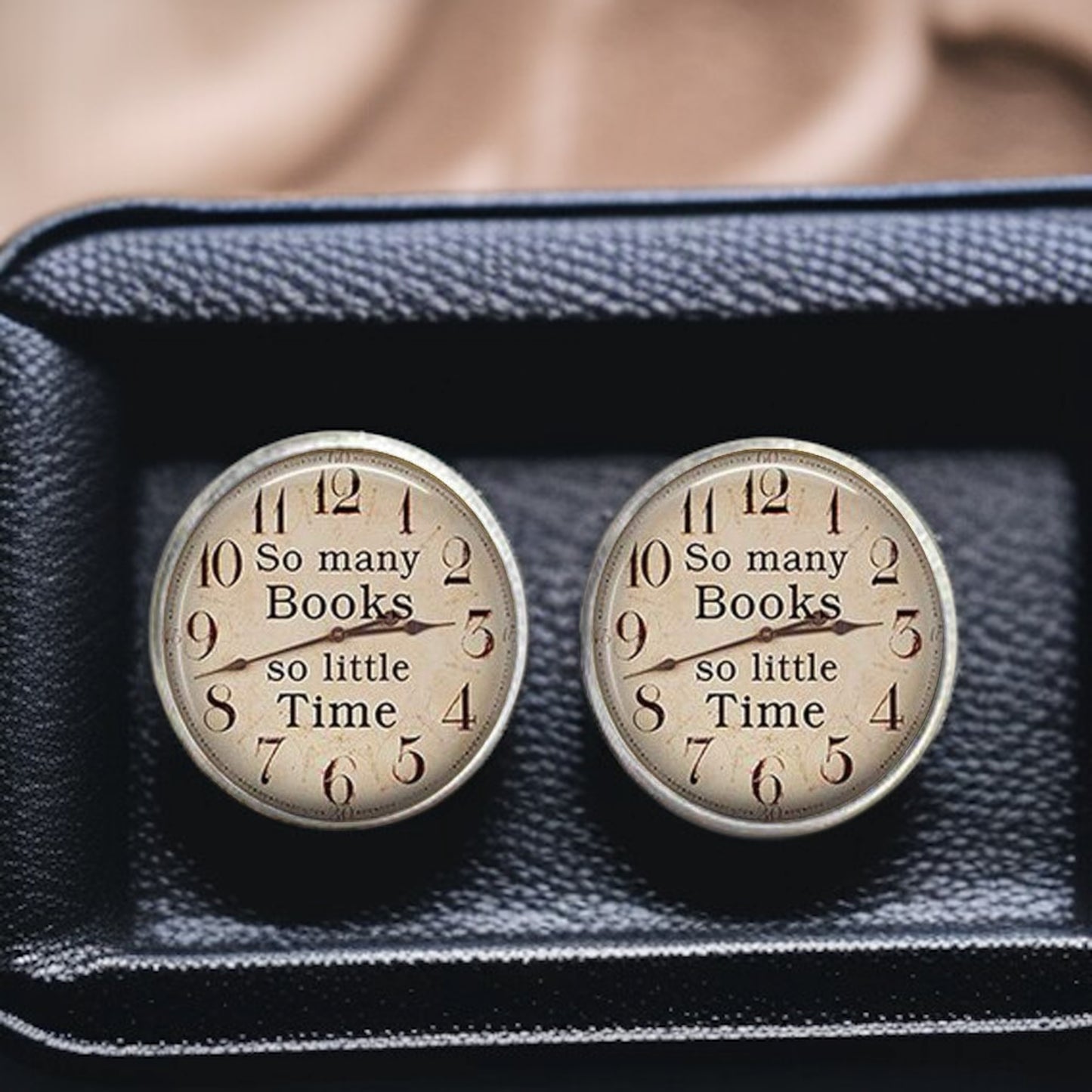 Ticking Away: ‘So Many Books, So Little Time’ Clock Stud Earrings!