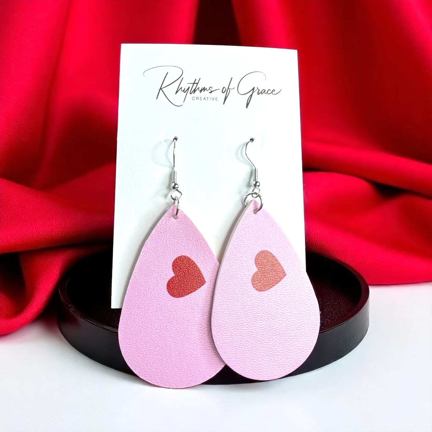 Teardrop Faux Leather Heart Earrings – Two Stunning Styles