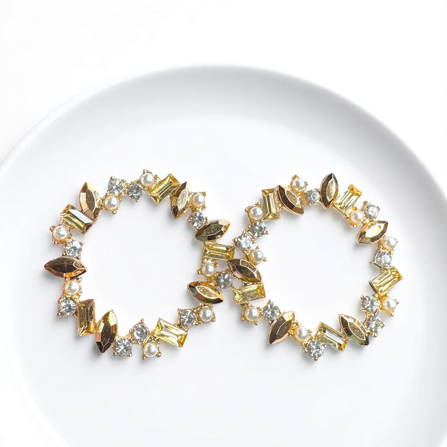 Stunning Champagne Colored Rhinestone Earrings