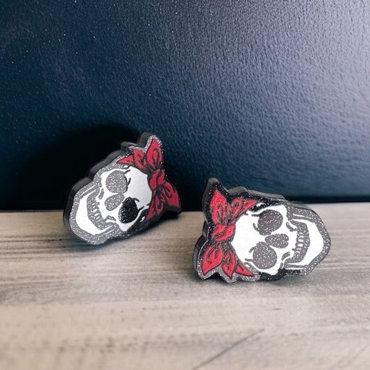 Spook-tacular Skull Studs: Cute Halloween Earrings for a Fang-tastic Look!
