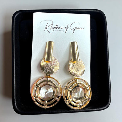 Shine On! Gold & Glass Dangle Earrings - Stunning Statement Jewelry