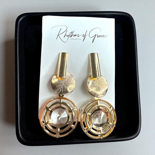 Shine On! Gold & Glass Dangle Earrings - Stunning Statement Jewelry