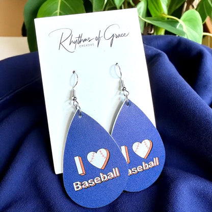 Hit a Style Home Run with Our "I ❤️ Baseball" Dangle Earrings!
