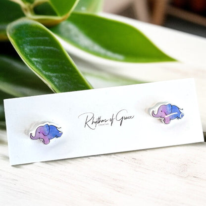Adorable Elephant Stud Earrings - Two Delightful Designs! 