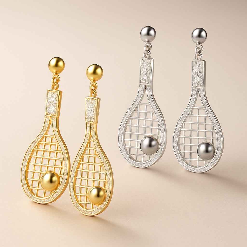 Dazzling Rhinestone Dangle Tennis Earrings – Score Your Style! 🎾