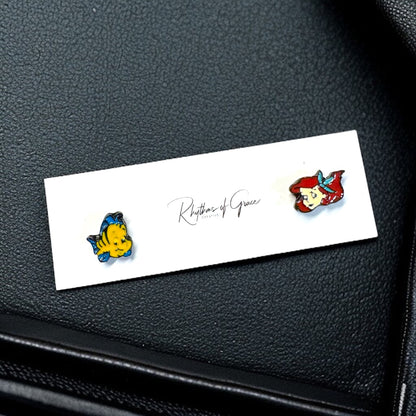 Dive into Whimsy with Mismatched Little Mermaid Stud Earrings! ✨