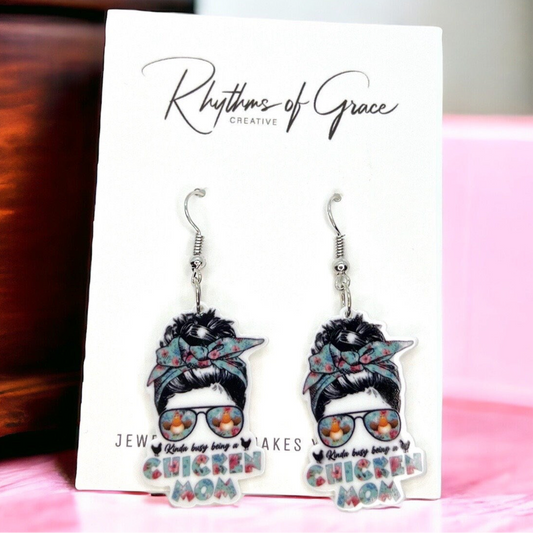 Chicken Mom Earrings - Show Off Your Fowl Love! 🐥🐔