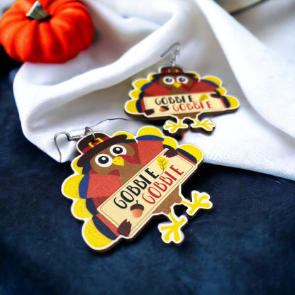 Turkey Earrings - Thanksgiving Earrings, Thanksgiving Accessories, Turkey Trot, Thanksgiving Turkey Earrings - Rhythms of Grace Creative