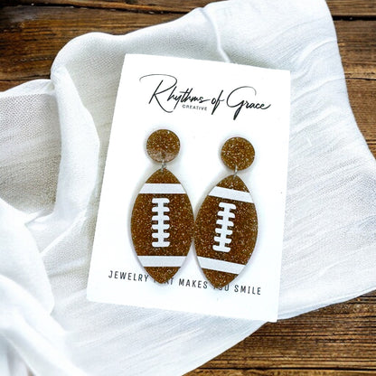 Game Day Glam: Sparkling Football Earrings! 🏈✨