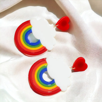 Whimsical Rainbow Cloud Earrings - Shine with PRIDE!