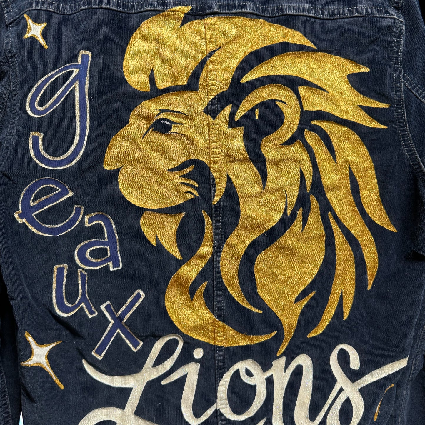 Hand Painted Jacket: “Geaux Lions” I Ladies Size Small Petite