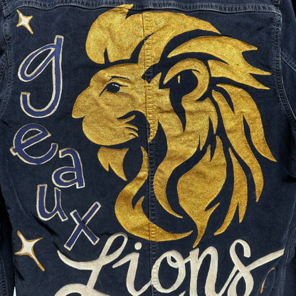 Hand Painted Jacket: “Geaux Lions” I Ladies Size Small Petite
