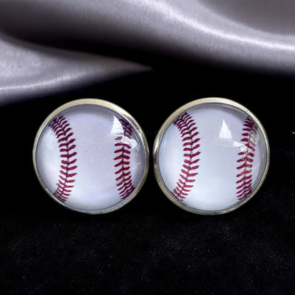 Hit a Style Home Run with Baseball Cabochon Stud Earrings! ⚾️