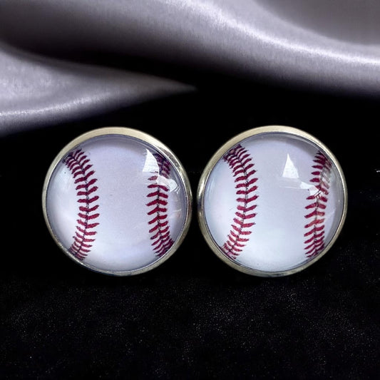 Hit a Style Home Run with Baseball Cabochon Stud Earrings! ⚾️