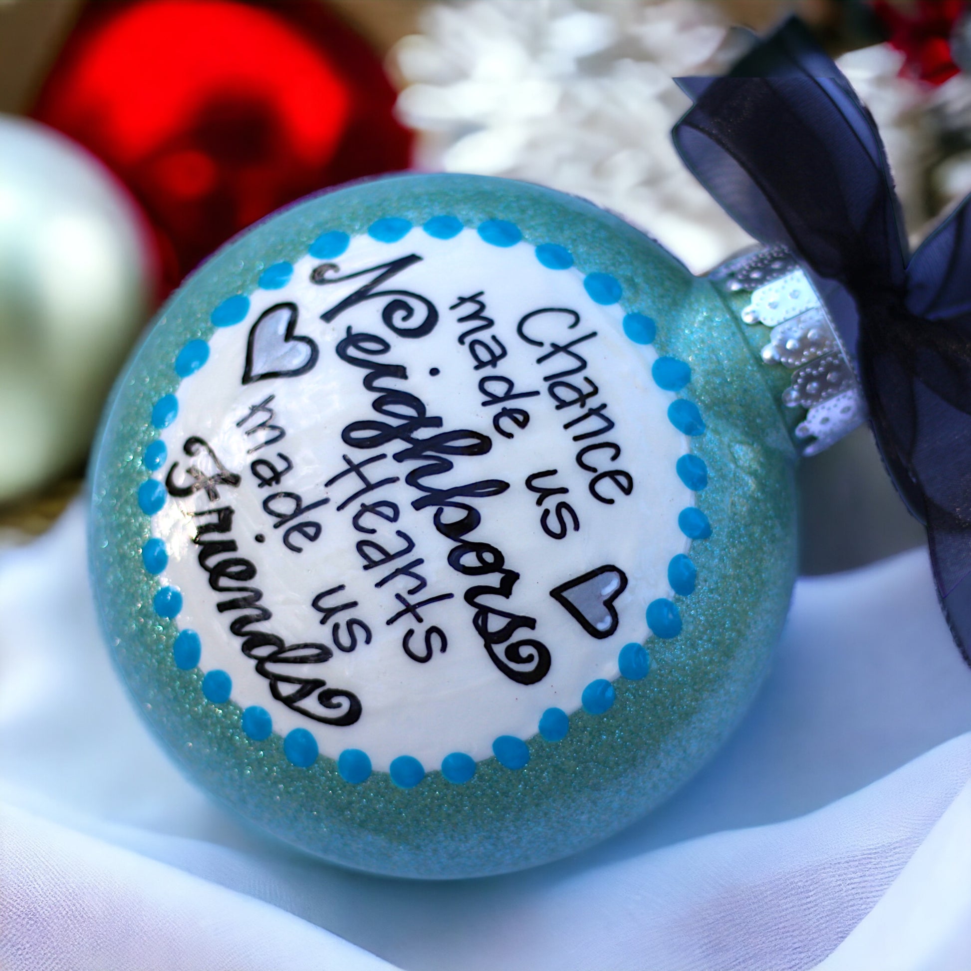 Neighbor Ornament - Handmade Friendship Christmas Holiday Decor - Neighborhood Gift - Personalized Acrylic Ornament - Rhythms of Grace Creative